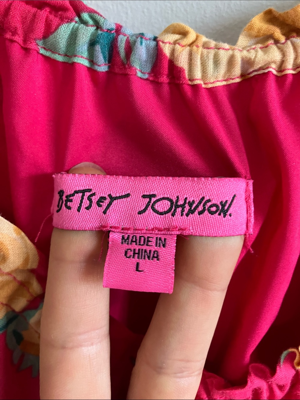 Betsey Johnson Pink Ruffled Tiered maxi Sundress size Large - Picture 6 of 8